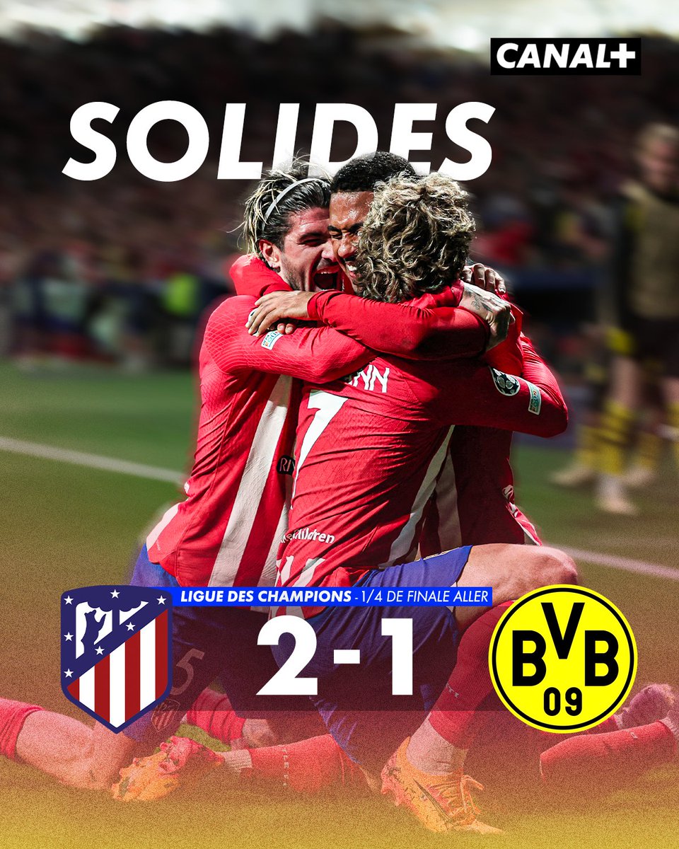 🚨 L'Atletico Madrid s'impose face à Dortmund en 1/4 de finale aller grâce à des buts de De Paul et Lino 🔴⚪️ Le retour au Signal Iduna Park s'annonce chaud 🔥 #ATMBVB | #UCL