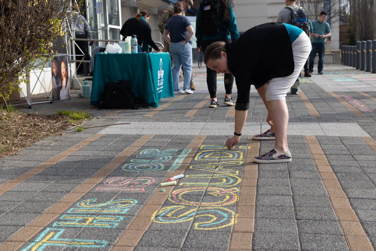 WRAIR held its annual Chalk-the-Walk event on Teal Tuesday, in support of Sexual Assault Awareness and Prevention Month (#SAAPM). The chalk art featured encouraging messages on the sidewalk leading up to the main entrance of the Daniel K. Inouye building. #StartTheConversation