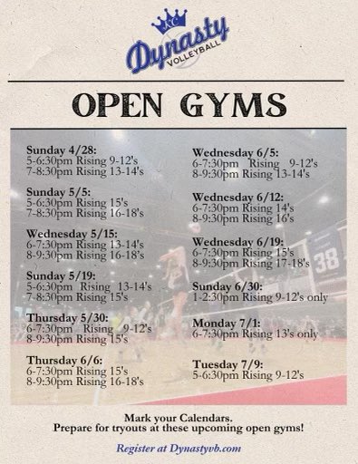 Check out our upcoming Dynasty Open gyms and see what the buzz is all about…. Great training ✅ Best Coaches ✅ Fun and Competitive Environment ✅ #WeAreDynasty💪🏾💙🖤