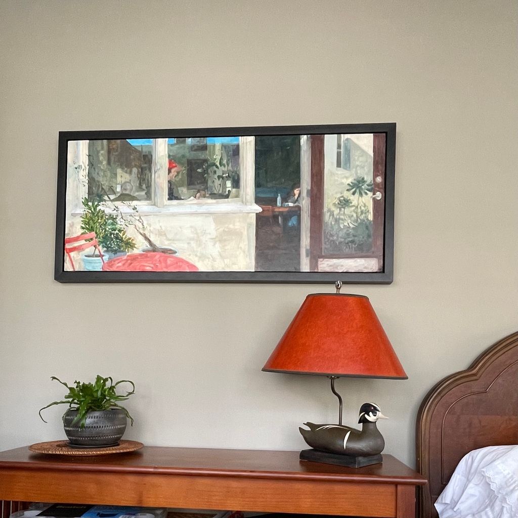 It is so nice to see this painting in situ! I love that it has a new home, I have so much gratitude to everyone who supports me in this work. 

#contemporaryoilpainting #cityscapepainting #home #supportlocalart #bayareaart