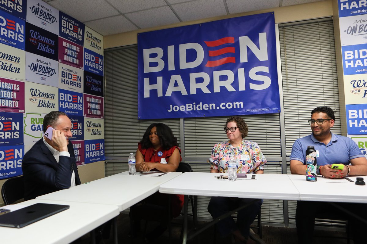 Stopped by a campaign field office in Arizona to phone bank with hard-working Biden-Harris volunteers who know our freedoms are on the line. Every call we make, every door we knock gets us closer to victory in November.