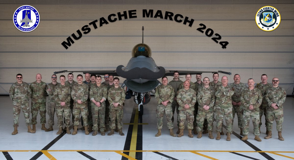 I 'mustache' you, how was your March? Hmm, I think I'll 'shave' that question for later... 👨‍🦰 #F16 #mustachemarch #mustache @usairforce @NationalGuardIN