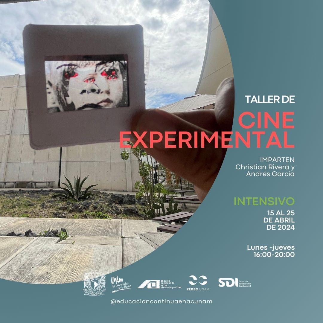 ¿Buscas romper las reglas del séptimo arte convencional? 🤯🎥✨ La @enacunam te invita a participar en su #taller de #cineexperimental. 📅 15 al 25 de abril 2024 📍 Presencial ⏰ 16 a 20 h 🗣 Imparte: Christian Rivera y Andrés García ¡Únete! 🙌 ☑️ bit.ly/43VF5DH