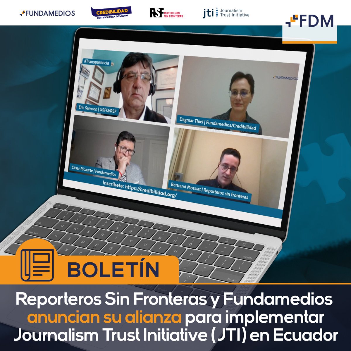 📑 #BOLETÍN | Reporteros Sin Fronteras (@RSF_inter @RSF_esp) y #Fundamedios, dos organizaciones líderes en la promoción de la libertad de prensa y el periodismo independiente, han anunciado su alianza estratégica para el lanzamiento de la Journalism Trust Initiative