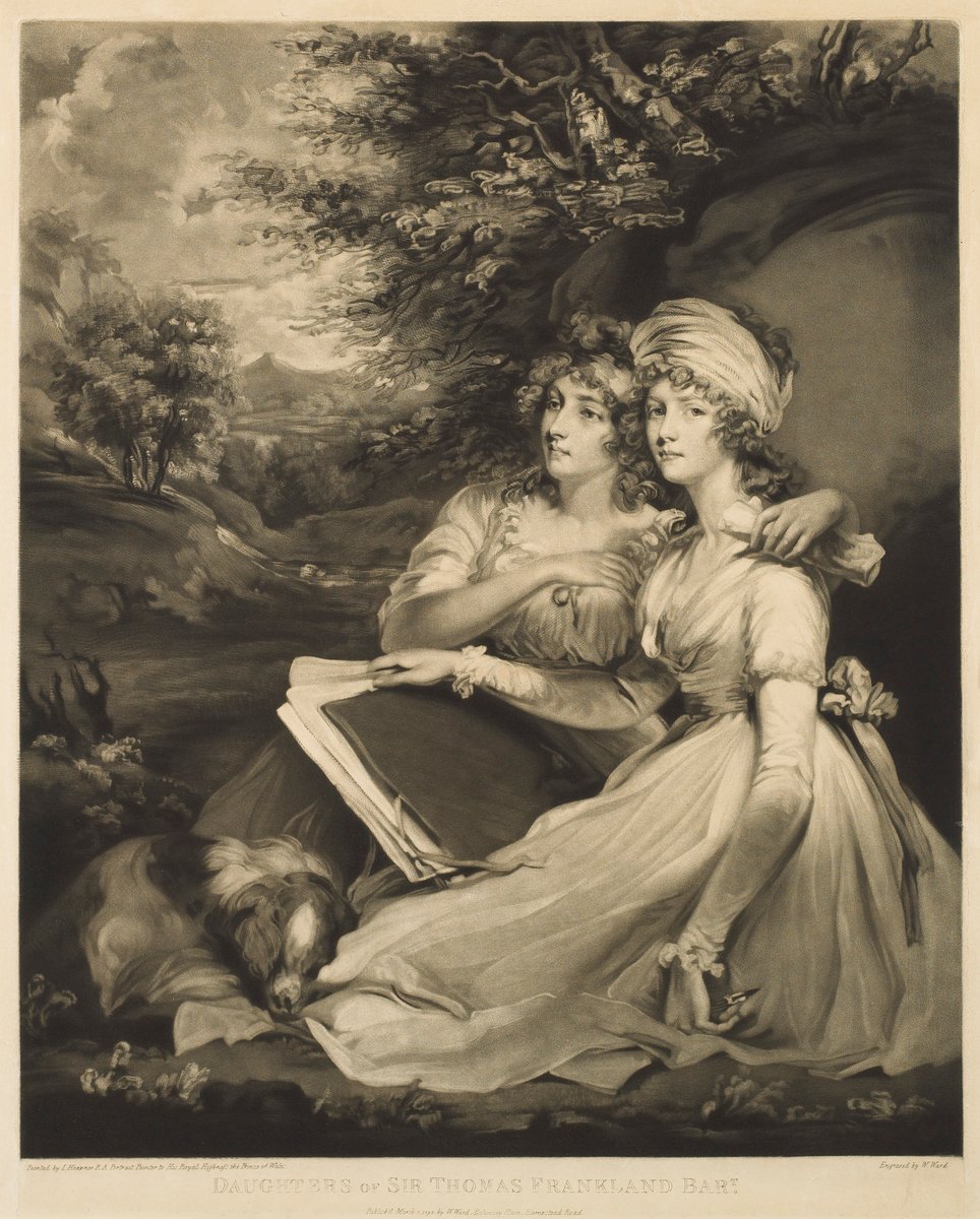 Today is #NationalSiblingsDay! Extend a virtual hug by leaving a tag in the comments below 👫 — William Ward (1766–1826), Daughters of Sir Thomas Frankland, Bart., after John Hoppner, 1797, mezzotint on paper, The Frick Collection