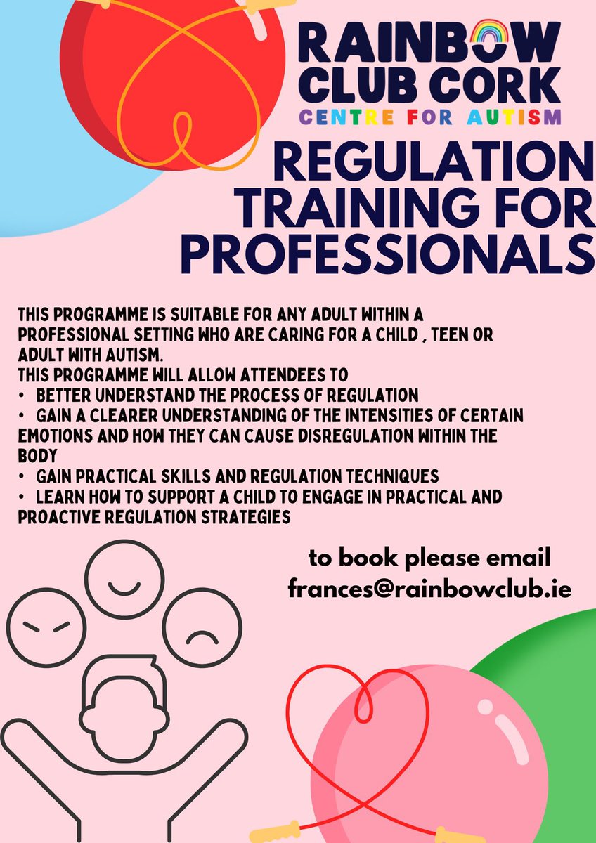 We are delighted to offer this opportunity to Teachers,SNA’s or professionals. If interested please contact Frances@rainbowclub.ie @AnneRabbitte @HSELive @CetbInclusion