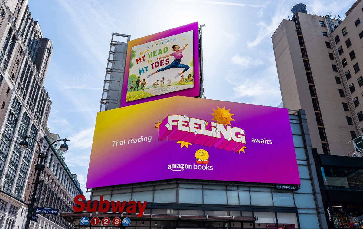 Just found out that From My Head to My Toes is on the @amazonbooks billboard in NYC. How cool!? The support has been incredible and the launch has exceeded my expectations! Thank YOU. Check out my new children’s book here amzn.to/4aOeafk #thatreadingfeelingawaits