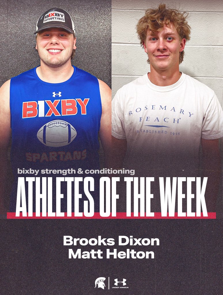 Our athletes of the week for this week! Congrats to these athletes upholding the standard. @HomeofSpartans @Bixby_Cheer @BixbyHSBaseball @BixbySpartanFB