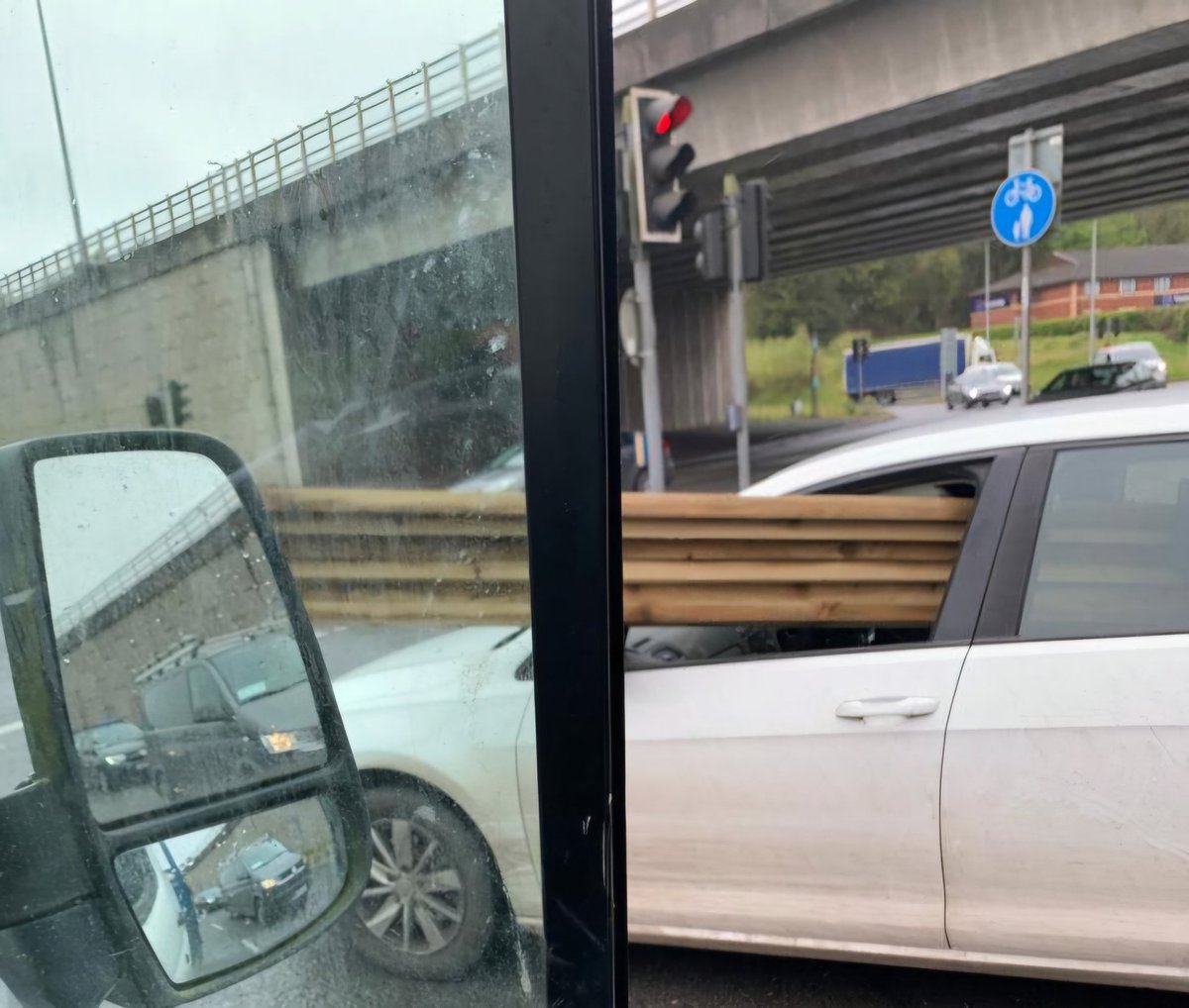 DANGEROUS DRIVING One risk-taking driver has taken the term 'planking' to an entirely new level.These frightening photos were sent to me of a car carrying a load of wooden planks dangerously hanging out of the car window & threatening oncoming traffic @ Kinsale rd roundabout