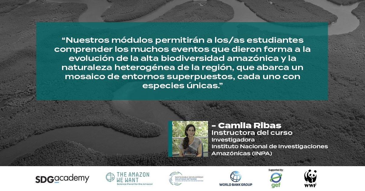 🟢 Conoce a los/as distinguidos/as instructores/ras del #curso 'La Amazonía Viva': @camila_c_ribas, Científica en el Instituto Nacional de Investigaciones de la Amazonía (@inpadaamazonia), comparte su conocimiento sobre la Amazonía. Visita: bit.ly/AmazonMOOC #AmazonMOOC