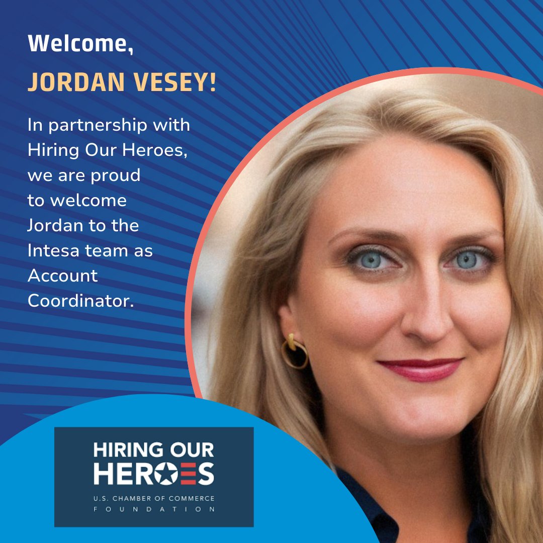 🎉Intesa's thrilled to partner with <a href="/hiringourheroes/">Hiring Our Heroes</a> to bring on our first Military Spouse Fellow <a href="/JordanVesey/">Jordan Vesey</a> as Account Coordinator. Excited to bolster support for military spouses in #SanDiego and welcome Jordan to the team. Check out her bio 👇
intesacom.com/who-we-are-int…