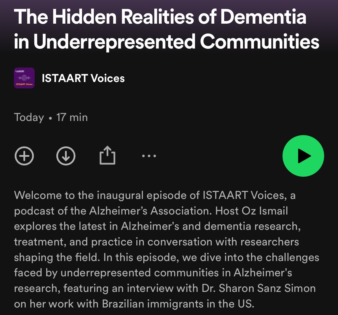 Thrilled to share our paper review as the inaugural 1st episode on the new @ISTAART Voices podcast! 🤗 Thanks and obrigada to @alzassociation, co-authors and the mentors on the new BrAINY (Brazilian Aging in NY) Study. @DrRiveraMindt @Yaakov_Stern @soniabrucki #ISTAARTvoices