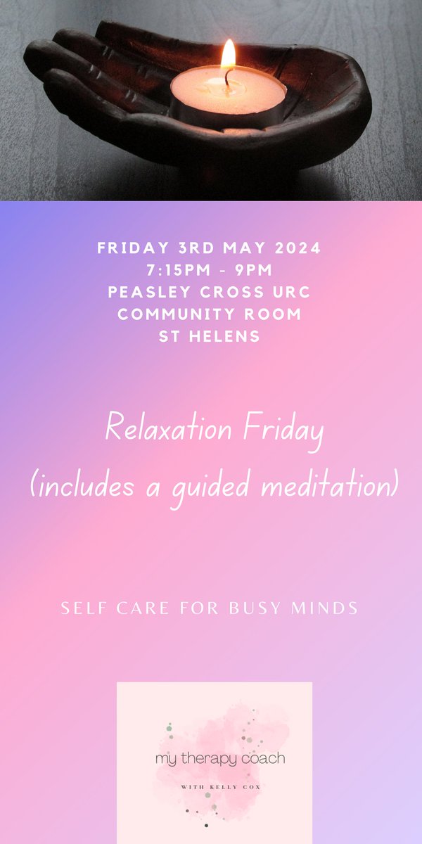 Spaces are available for this gorgeous relaxation session in St Helens. If you would like to book or have any questions, do get in touch. Investment is £20.00 per person