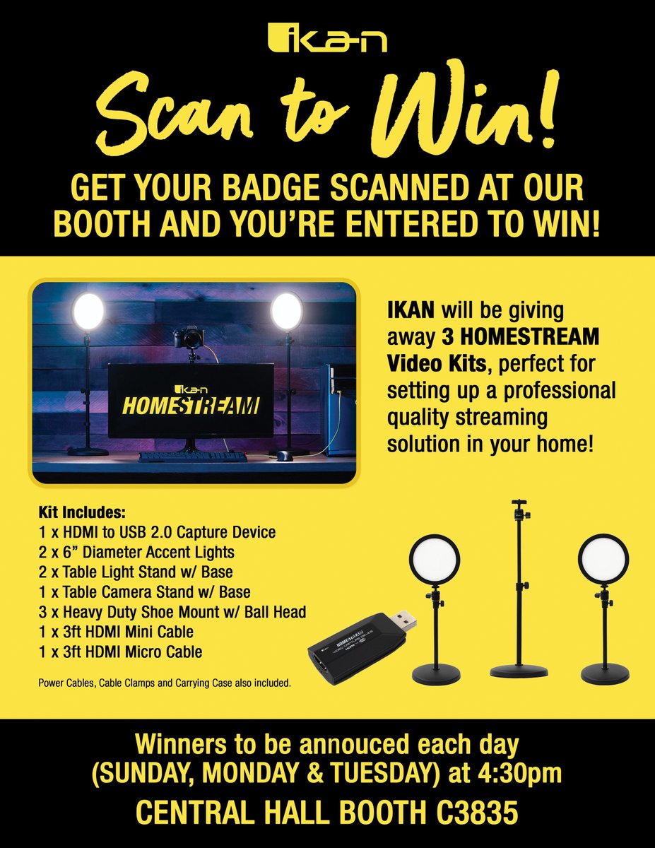 Will U B @ the <a href="/NABShow/">NAB Show</a>? Do you occasionally #WorkFromHome and want to look your best on those #TeleMeetings then you'll want to visit the Ikan International Booth #3835 and have your badge scanned to be entered to win one of our #HomeStream Video Kits. #NABShow #Giveaway
