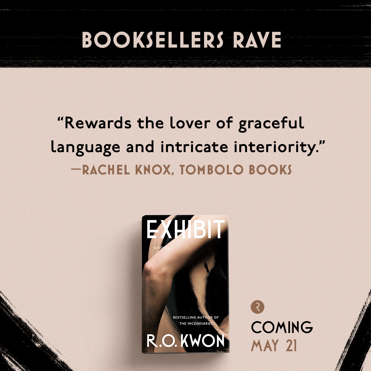 Are you ready for @rokwon's latest? 🫣 EXHIBIT hits shelves 5/21. See why booksellers like Rachel at @TomboloBooks are raving and pre-order your copy today: bit.ly/3ZFXXom