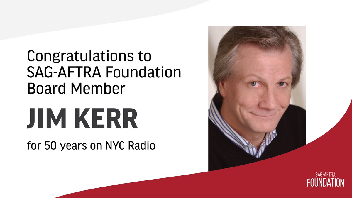 Congratulations to our very own Board Member Jim Kerr! A legend in broadcasting, Jim is now the longest running morning radio personality in New York City for 50 years! Thank you for your service and for giving back to your fellow @sagaftra members on your remarkable journey!