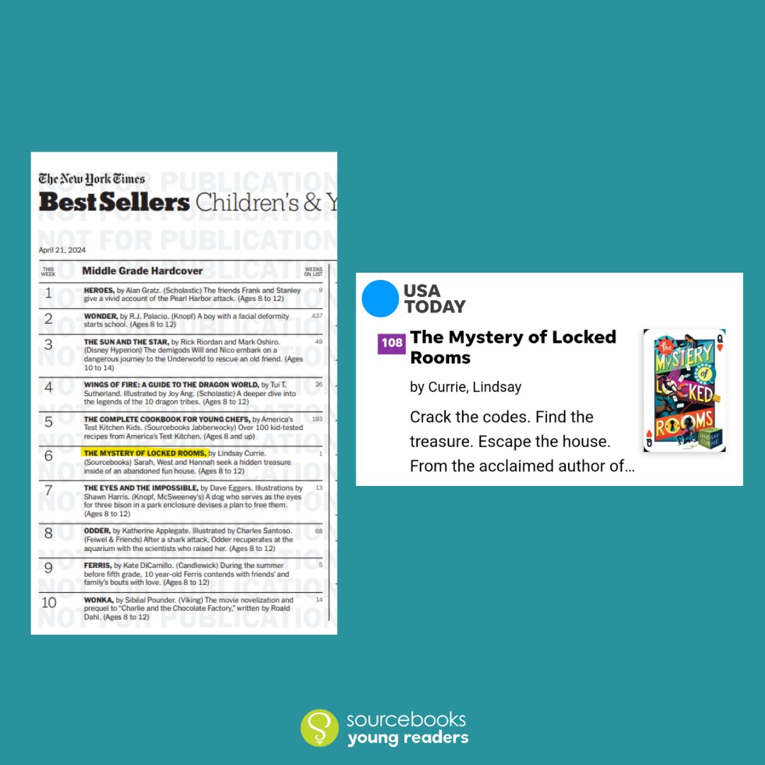 ✨ The Mystery of Locked Rooms by Lindsay Currie is an INSTANT New York Times and USA Today bestseller! Congratulations @lindsayncurrie ! Thank you to everyone who has supported Lindsay and her incredible novels for young readers. This wouldn’t be possible without you. ❤️