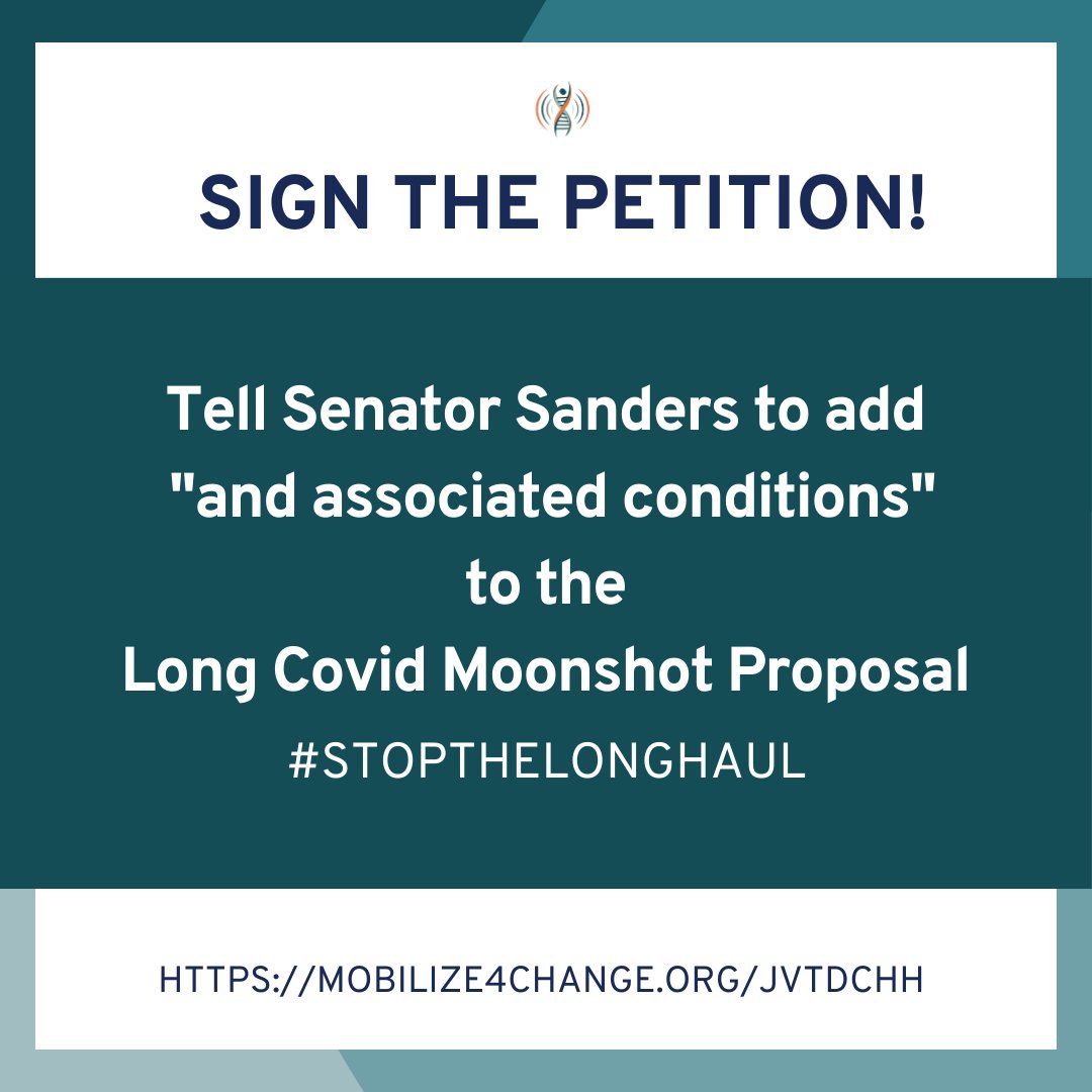 Please sign & share our petition asking @sensanders to include #IACCI language to proposed #LongCovid Moonshot legislation & help 73M+ Americans impacted by IACCIs like #MECFS #POTS #Dysautonomia #Fibromyalgia #Lyme #MCAS. Sign here by April 22: ow.ly/pte850RcIYV