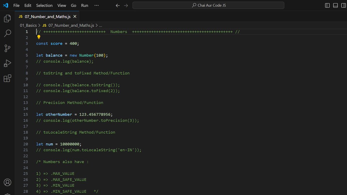 SyntaxSam405's tweet image. Day 21:
I reviewed previously learned JavaScript concepts from variables to strings. I also explored new concepts about numbers, including its conversion methods like .toString, .toFixed etc and usage of the Math object. Exciting progress ahead!💪
#100DaysOfCode 
#JavaScript