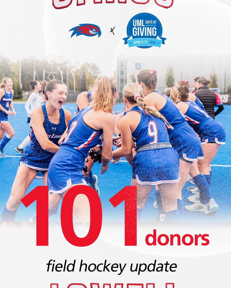 WHAT A DAY!! 🤩 Thank you for helping us surpass 100 donors!! 💙 Less than 19 hours left in this year's Days of Giving! Help us finish atop the standings to unlock extra funds for our student-athletes! GIVE HERE: bit.ly/3xpubtR #UnitedInBlue | #UMLGives