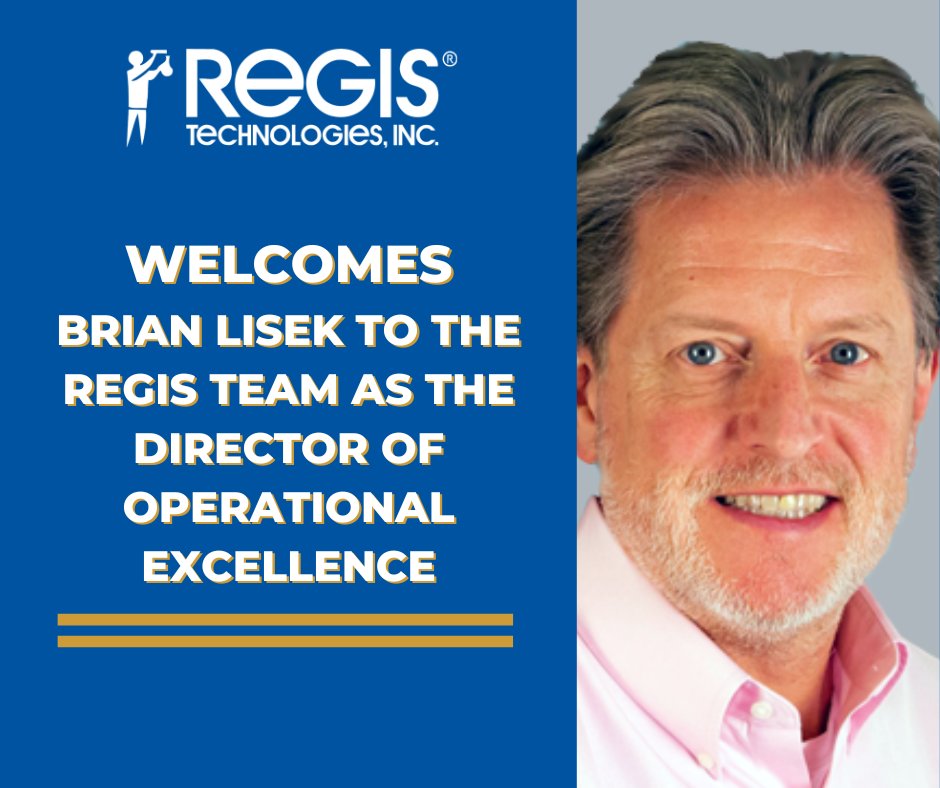 RegisTechInc's tweet image. Regis is excited to welcome Brian Lisek to Regis! Brian brings over 30 years of experience in continuous-improvement and problem solving expertise for manufacturing and service-based companies to the Regis team. Welcome to the team, Brian!