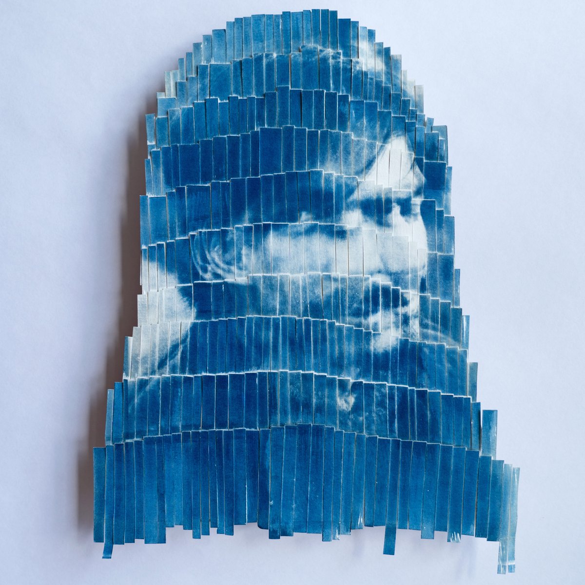This is Conversaciones Conmigo, 2022, one of several pieces by Clara Zaragoza which we published in ISSUE X: CYCLES.

Clara works a lot with cyanotype, a process that involves using photosensitive chemicals to develop her analogue photographs under UV light.