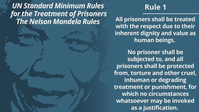 All prisoners 🌍 must be treated with respect & dignity.  

@UNODC helps member states implement the '#NelsonMandela Rules' to promote decent prison conditions and to #LeaveNoOneBehind.

➡️ buff.ly/43Rg1ho