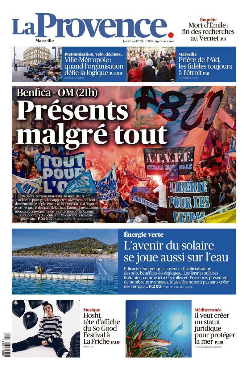 À la Une de @laprovence #Marseille du jeudi 11 avril