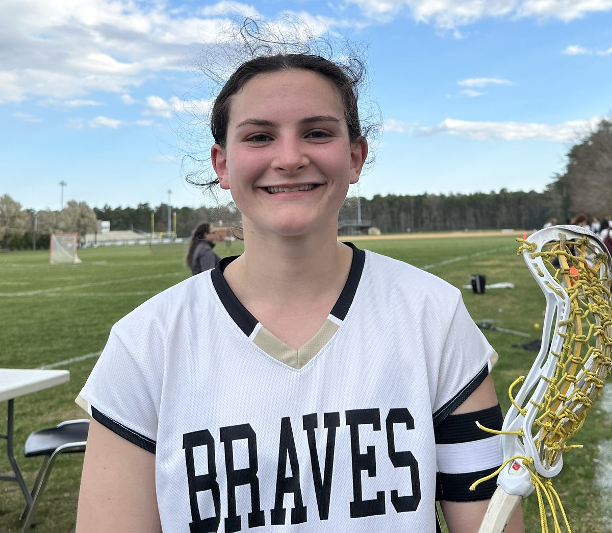 .@Absegami_Sports senior Sarah Glass with five goals and five draw controls to lead the Braves to a 9-5 win