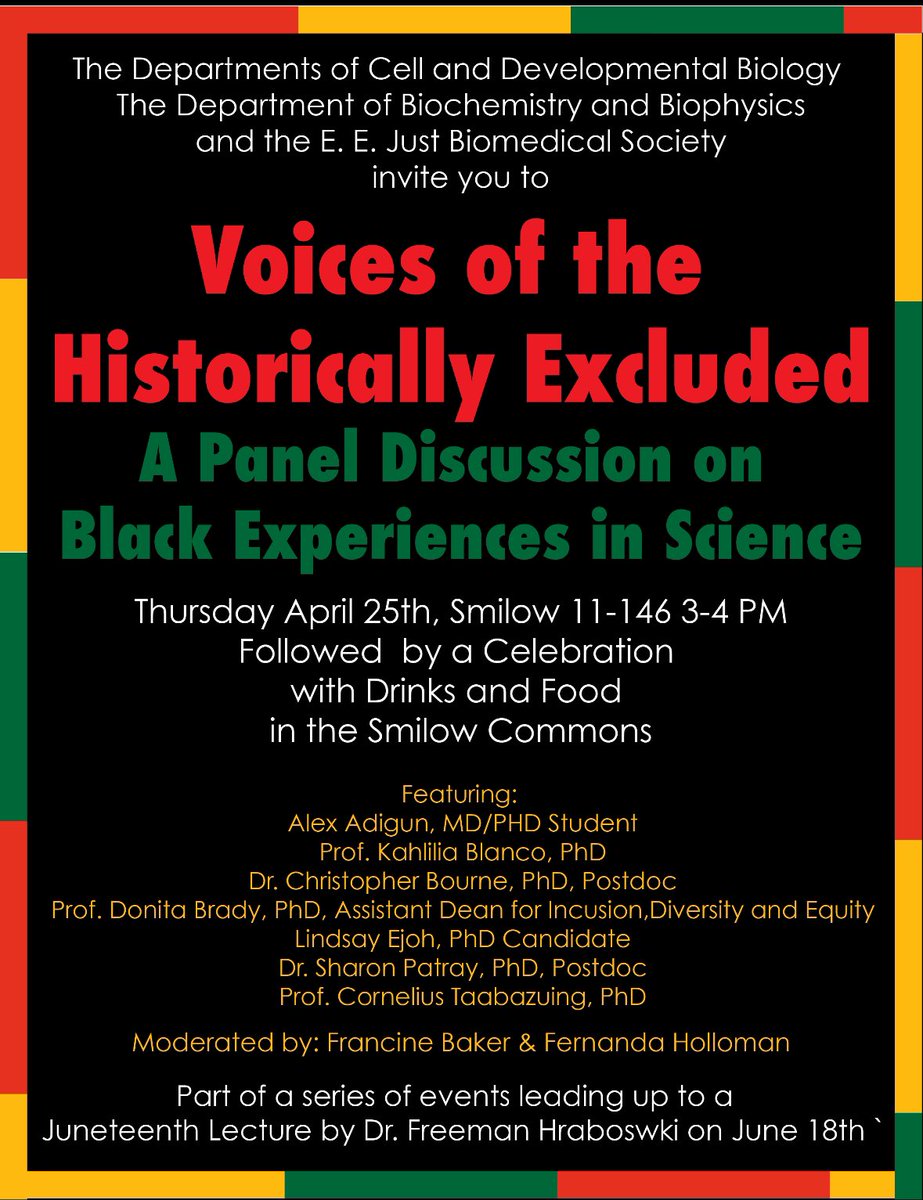 Black Experiences in Science Panel Discussion on April 25th. @PennCDB @BB_UPenn @IDEAL_Research @CAMBUpenn @pennbgs @UPennEEJust @duboiscircle