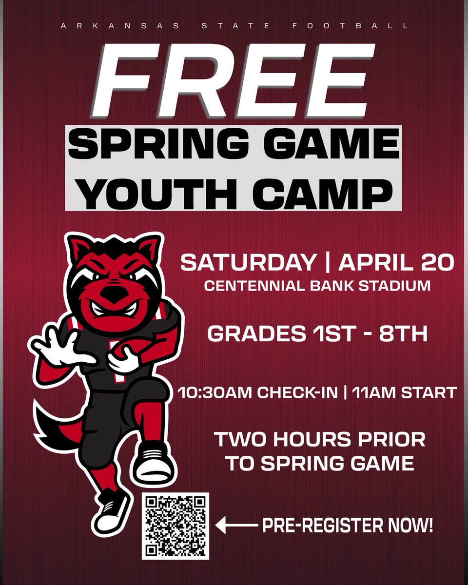 ❗️PACK DAY FUN❗️ Pre-register for our FREE Youth Camp held just two hours prior to the Spring Game! Sign up ➡️ bit.ly/3PWNXDy