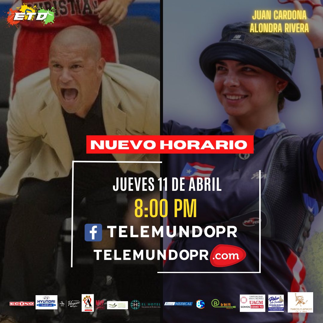 eltrabucopr's tweet photo. Tendremos EN VIVO al dirigente de los Capitanes de Arecibo, Juan Cardona.

Además, contaremos con declaraciones de la arquera boricua Alondra Rivera, quien clasificó a los Juegos Olímpicos París 2024. https://t.co/E717nGsjdL