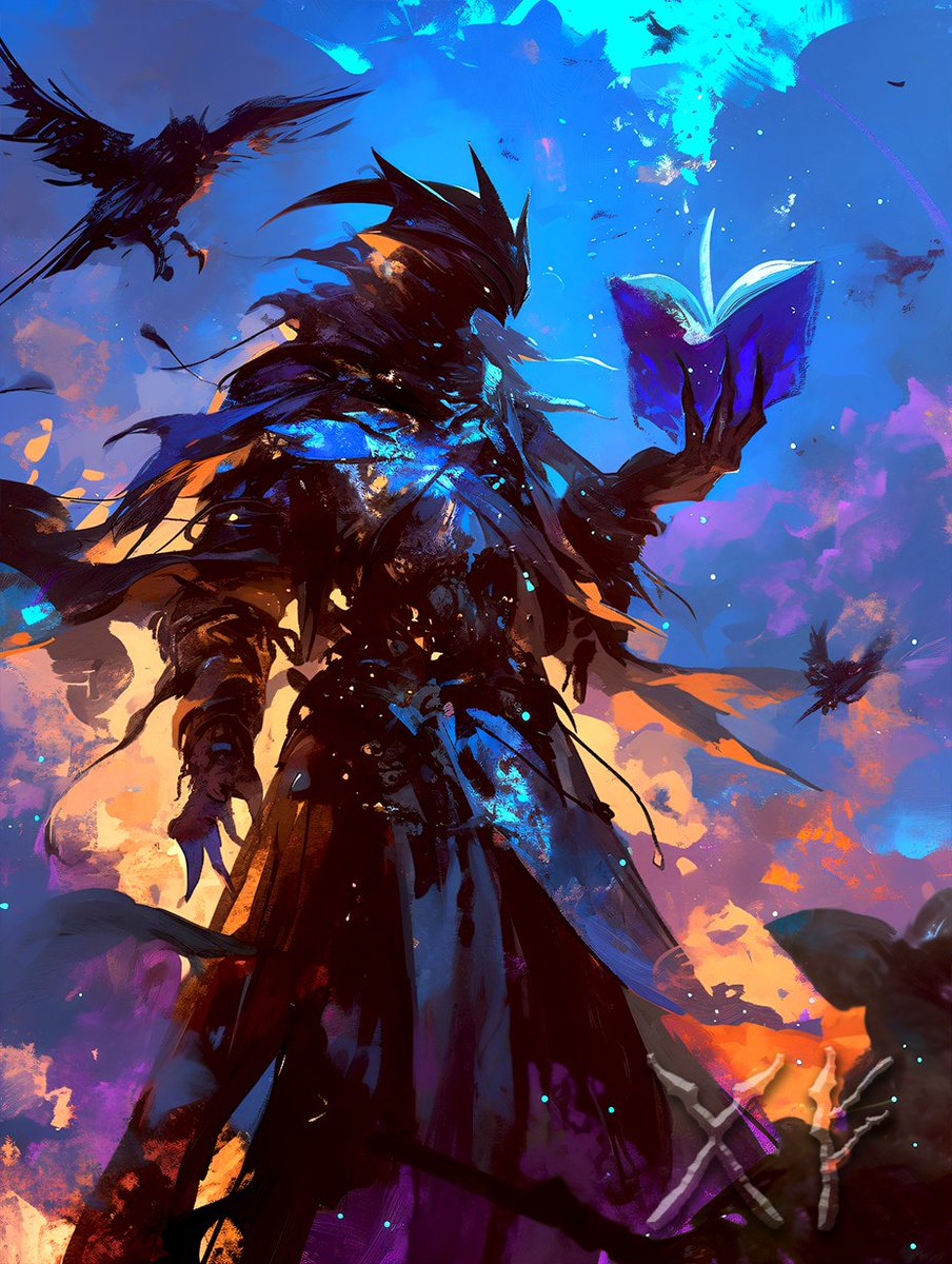 TaleOfCards's tweet image. 【ルーンから生まれるカード】
4/11のカードはギューフᚷ/フェオᚠ

悪魔族：「ノクタリディア」
　知識と秘密の深淵に根ざした知的な悪魔。
　暗闇に溶け込み、策略と慧眼で対象を操る
#AIart