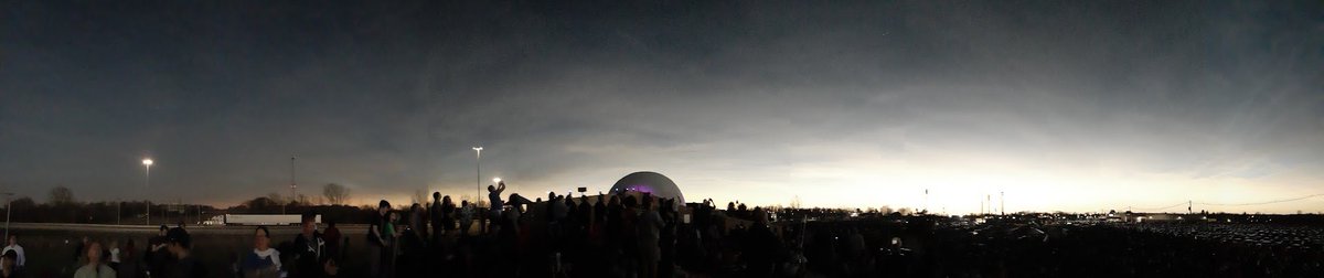 Totality panorama from the hillside of @ArmstrongSpace in Wapakoneta, Ohio. The sky was plunged into eerie shades of violet, black, and amber as the shadow of the moon swept over the Museum's lawn. #TotalSolarEclipse #Eclipse2024