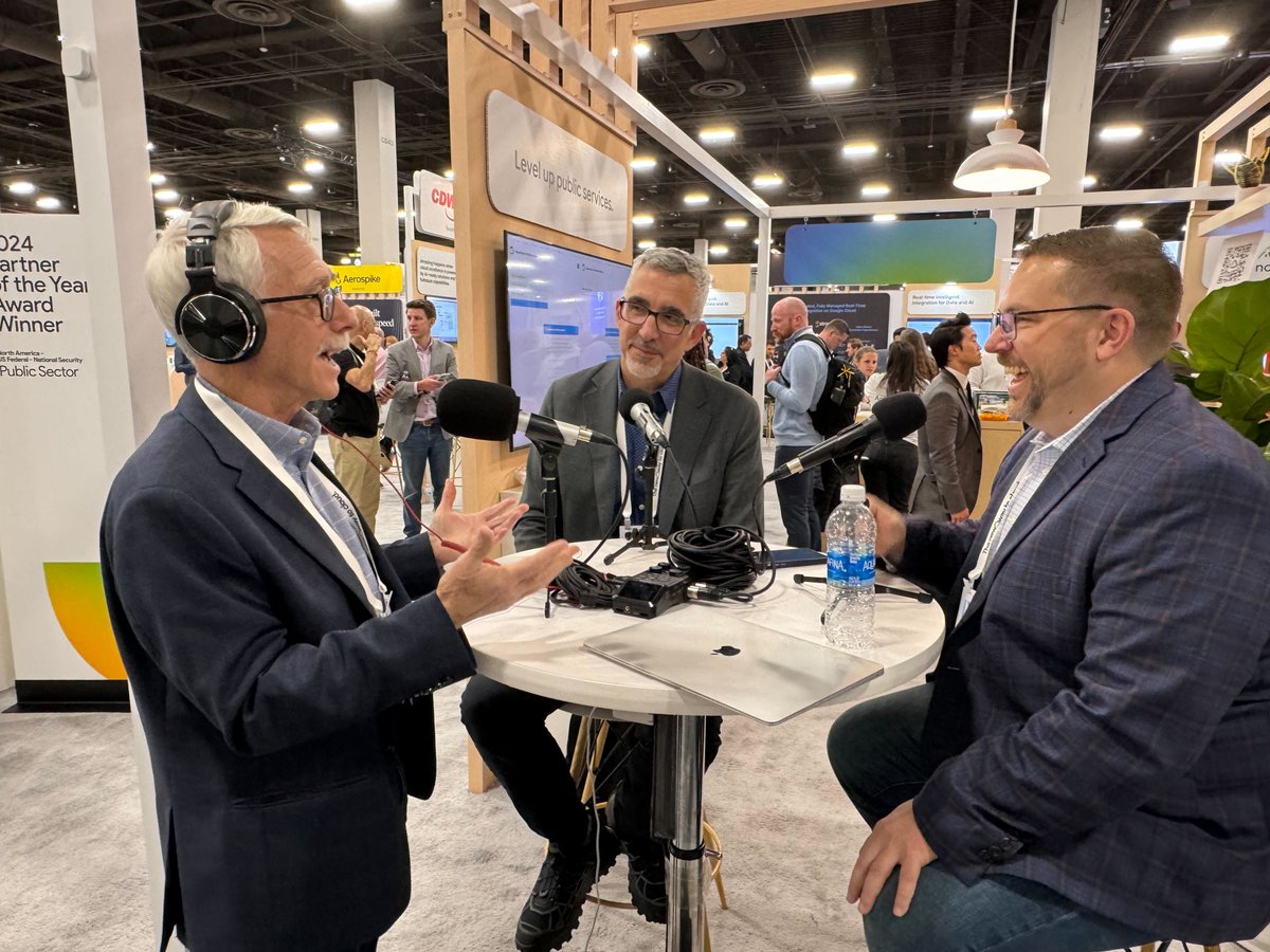 fedscoop's tweet image. This week, the @ScoopNewsGroup team is live at #GoogleCloudNext! Our very own SVP of Content Strategy, @WyattKash, engaged in deep, thought-provoking discussions with government and industry trailblazers including @ManTech's Mike Uster and Eric Brown;