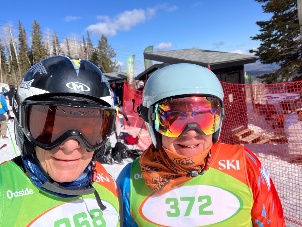 Spending a happy #NationalSiblingsDay with my brother Mark at the NASTAR GS Nationals for ski racing. In my division I took 2nd. In Mark’s, he took 4th. Fun!