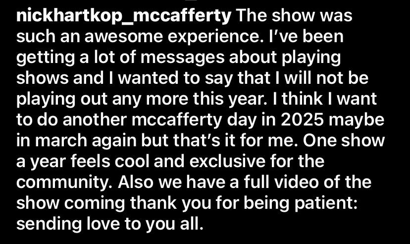McCafferty_Band's tweet photo. HUGE NEWS!!

NICK HAS SAID THAT HE REALLY ENJOYED THE SHOW THIS YEAR SO HE WILL BE DOING A SECOND SHOW 🥳🥳🥳
DEATAILS: https://t.co/hx9KJClS5b