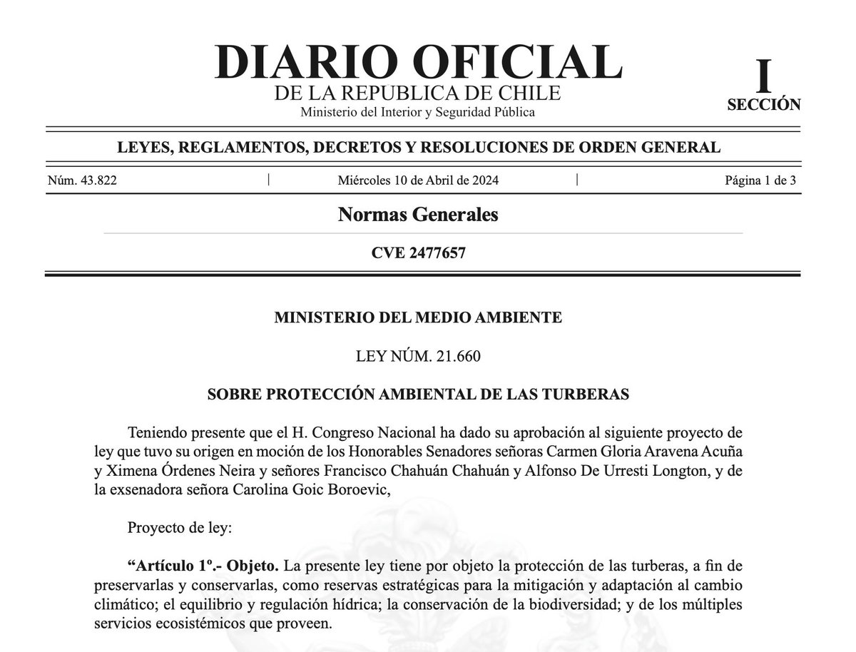 👏👏💚 una gran noticia. Publicación ley protección ambiental de turberas.