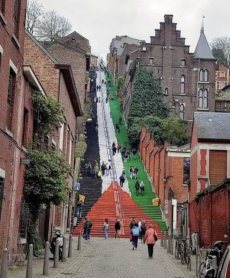 La enorme escalera en Lieja, Bélgica 🇧🇪 #PalestinaLibre