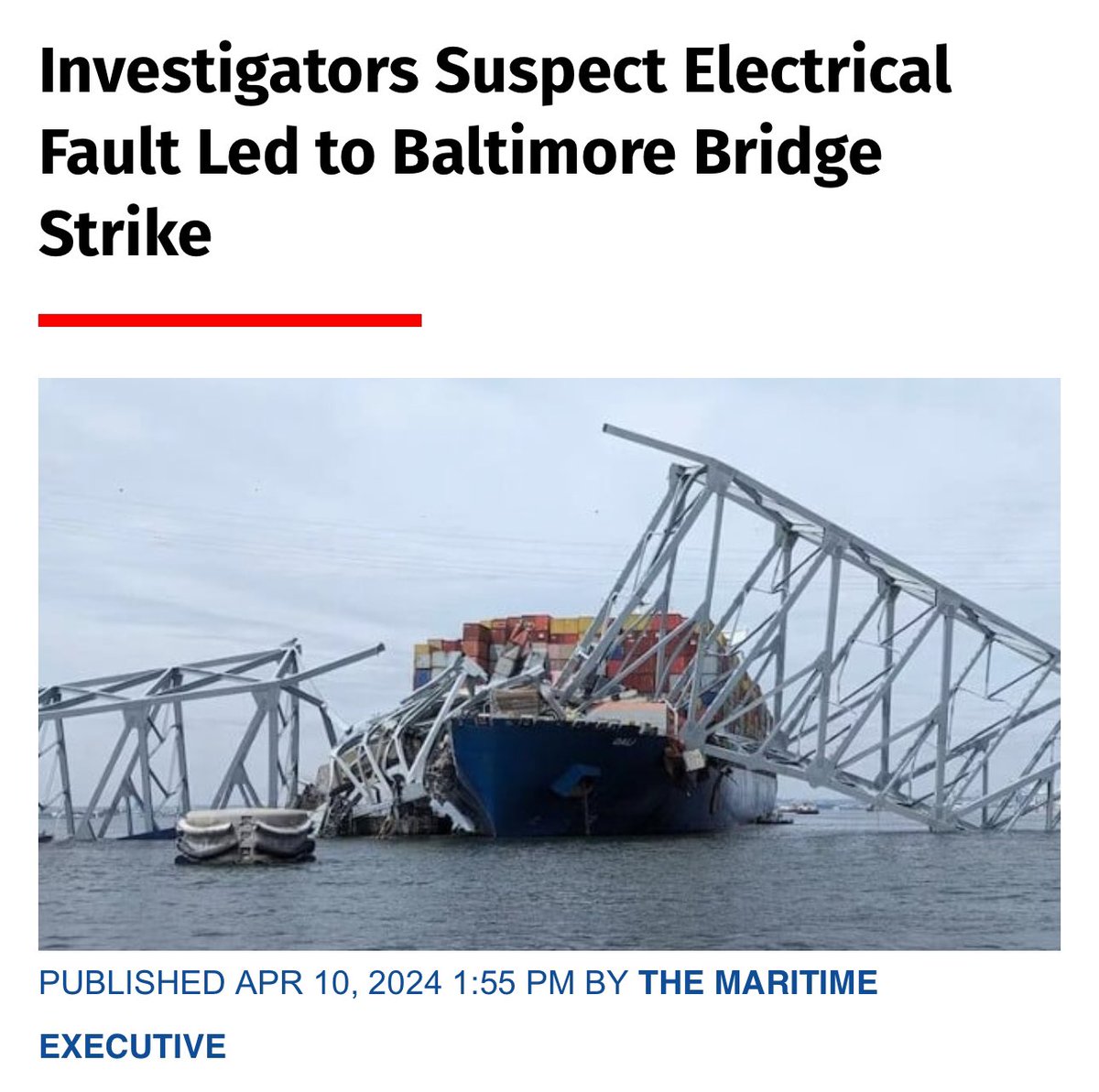 Leave no rocks unturned including cyber… No mention by NTSB of cyber intrusions as under investigation - why? This needs to be checked and explicitly ruled out: “In the early hours of March 26, the Dali lost all power and propulsion as she approached Baltimore's Francis Scott…