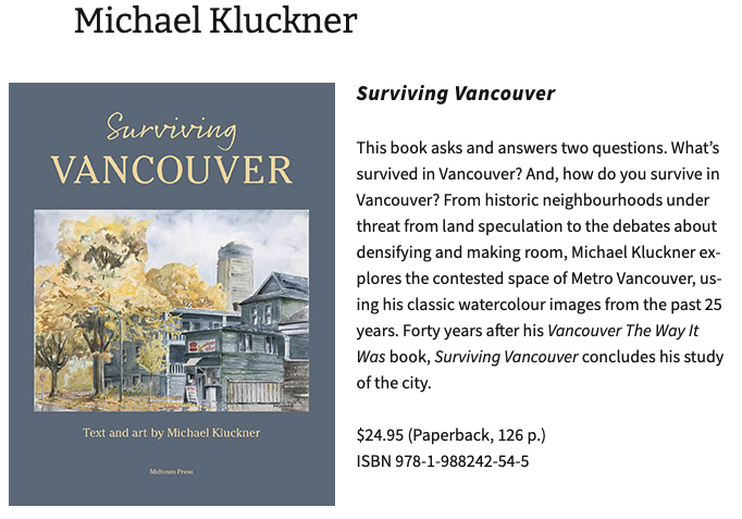 1/2 'In Vancouver, only 15% of dwellings are considered 'single-detached houses,'' says census. @Ayan604 says Vancouver has one of the lowest percentages of single-detached homes in Metro. Via Michael Kluckner's new book, Surviving Vancouver. #vanpoli midtownpress.ca/authors/michae…
