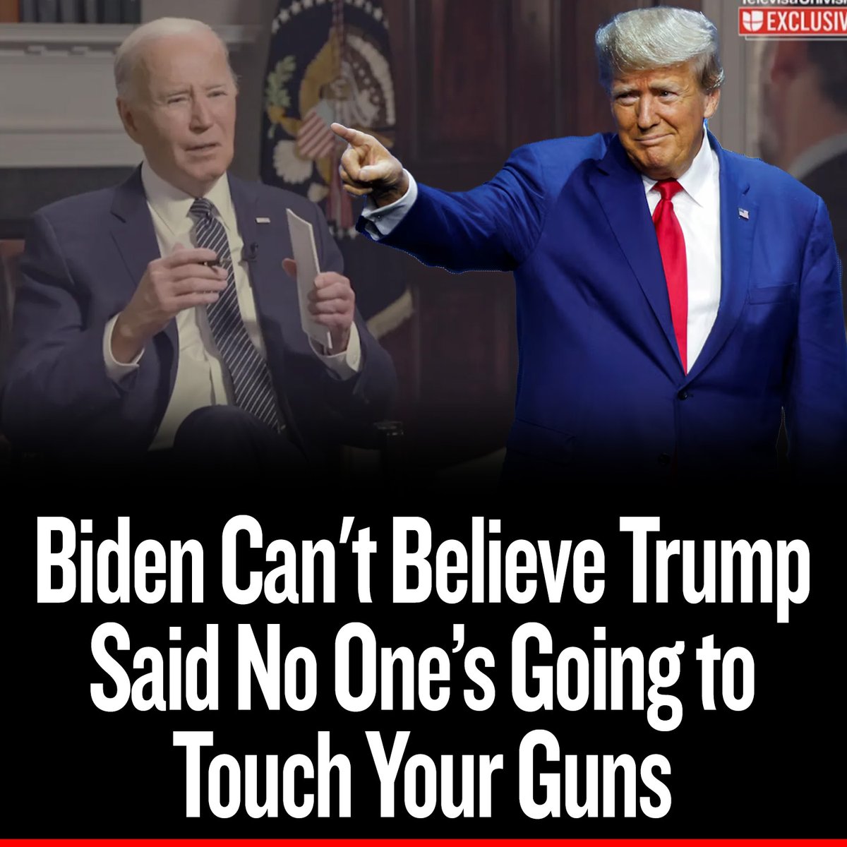 🎬: youtu.be/QwcPvSIMikw Joe Biden, During an exclusive interview with Univision, stated that he would consider taking further executive action on guns and criticized 2024 Republican presidential candidate former President Donald Trump because Trump “famously told the NRA…