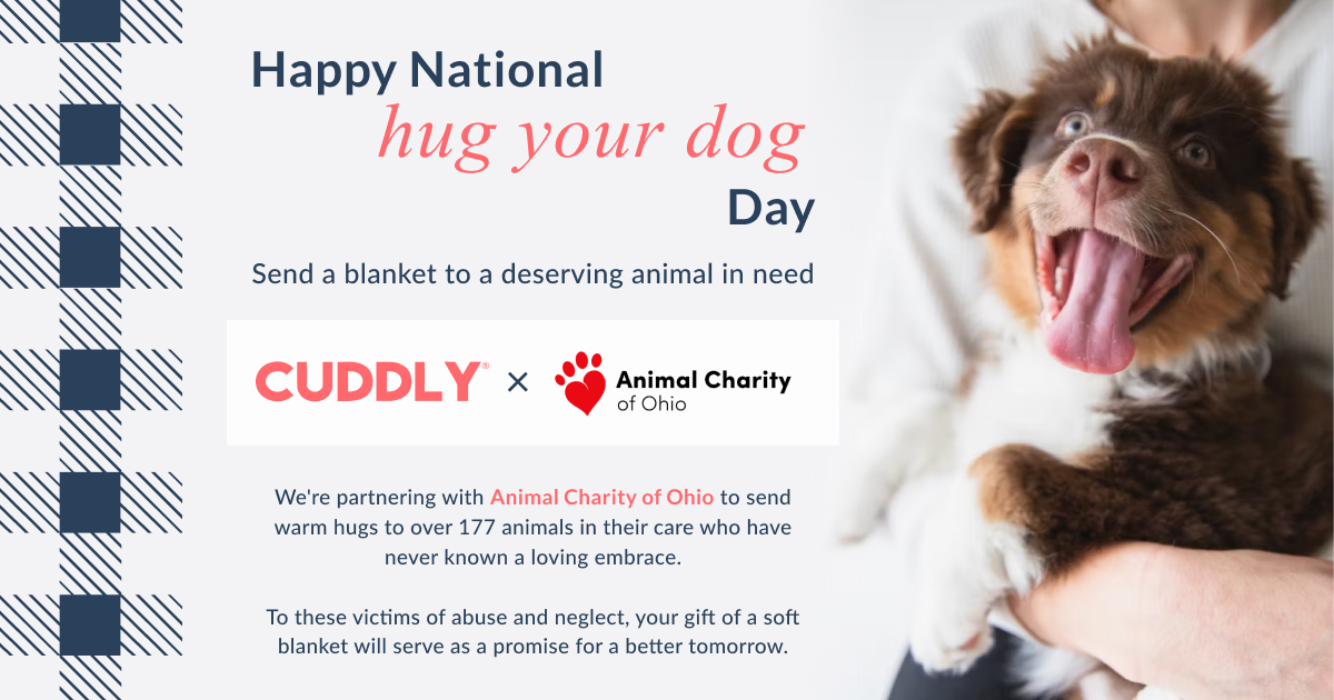 This #NationalHugYourDogDay, send a blanket to a neglected animal in need.⁠ ⁠ We're partnering with Animal Charity of Ohio to send warm hugs to over 177 animals in their care who have never known a loving embrace. Send a warm hug: bit.ly/3PTHrgP