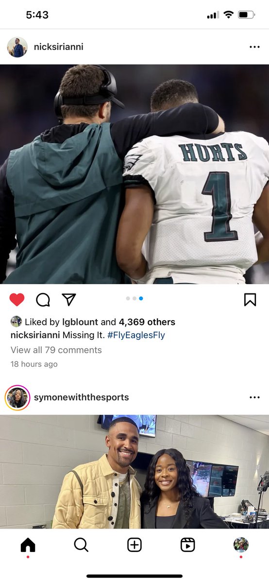 I go on IG and what do I see? Sirianni with Hurts and ⁦@Symone_Stanley⁩ with Hurts doesn’t get any better. 🦅💚🦅💚🥰🥰🥰