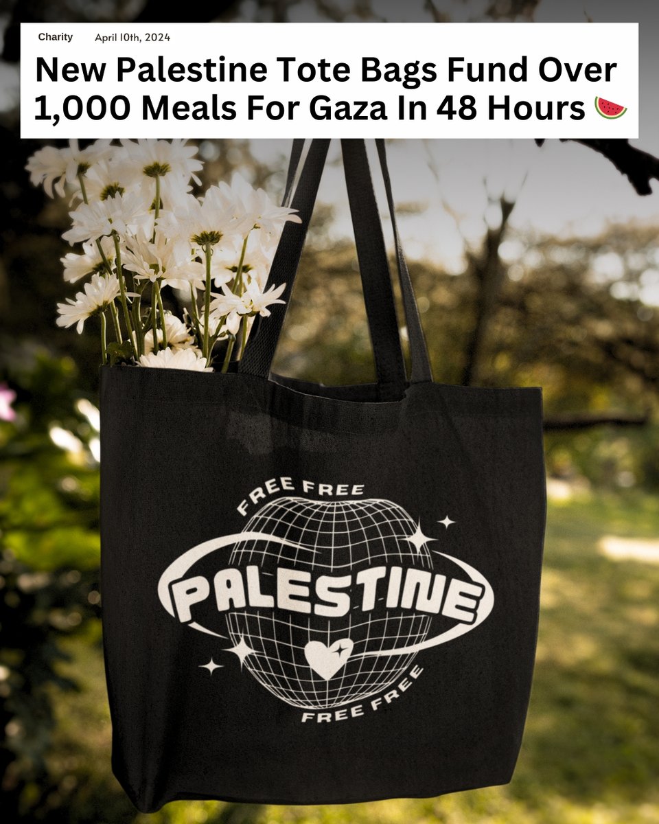 Thank you all for supporting everything we drop, this weeks donation will put us at over $700,000 donated for Gaza through @PiousProjects and @HCICanada | Our newest tote bags which dropped this weekend have already been able to fund 1000 meals for a 1000 humans in Gaza. Free…