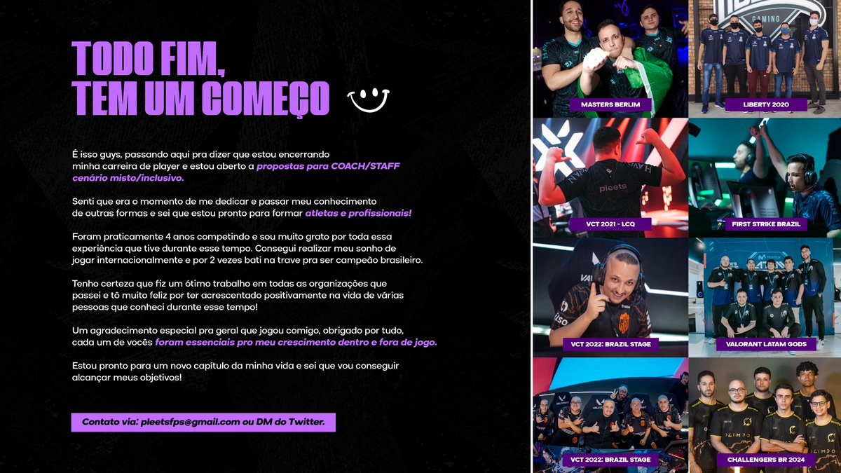 Obrigado a todos que torceram e me apoiaram nesses últimos anos 💜

Nos vemos no server novamente, só que de outra maneira 🤩