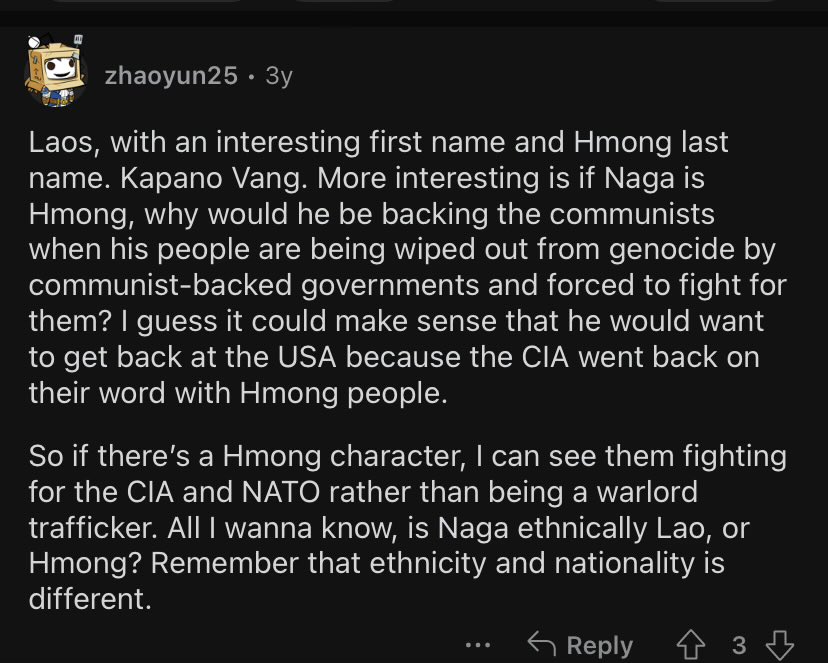 cod fans learning hmong people fought on both sides of the conflict and actually didn’t like americans all that much is destroying me cuz wtf is this hahaha