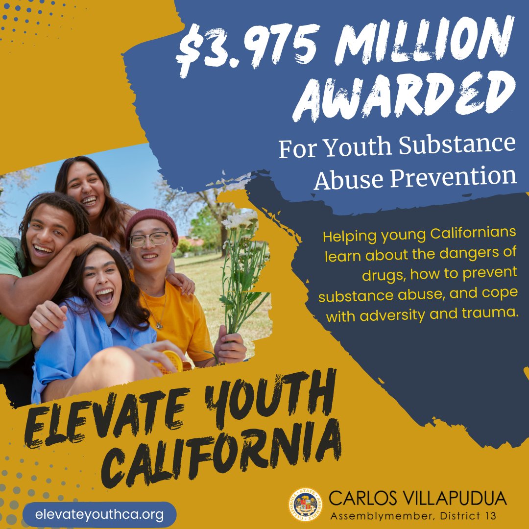 Six different programs that serve #SanJoaquinCounty youth recently received a total of nearly $4 million in grants through the 'Elevate Youth California' campaign! This funding will help educate our youth on substance abuse prevention and how to cope with trauma and adversity.