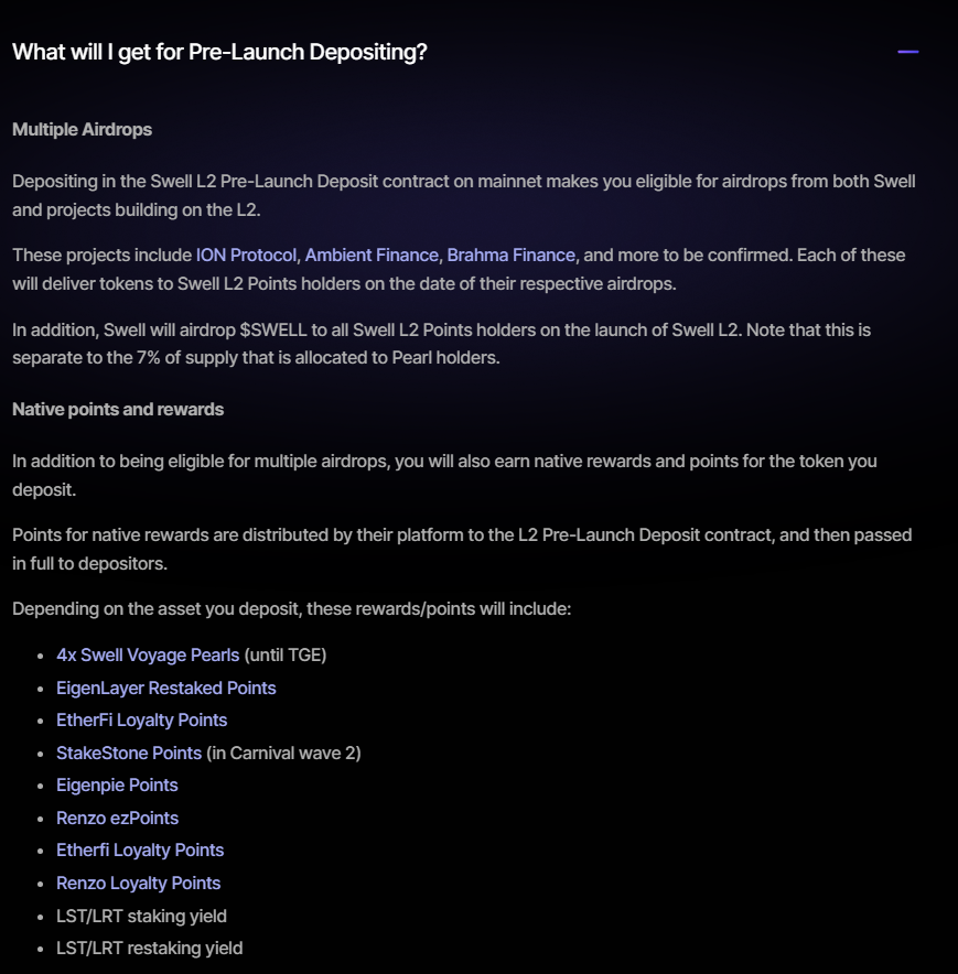 6-in-1 Restaking Airdrop Play with Only 2 Steps

1) Stake $ETH for ezETH on Renzo

https://app .renzoprotocol.com/?ref=0x99c903d2eee2519cf8ce31fb1f9b91edb54ccbd0

2) Deposit ezETH on Swell's L2

https://app .swellnetwork.io/swell-l2

You're Earning:
- EigenLayer 
- Swell
- Renzo