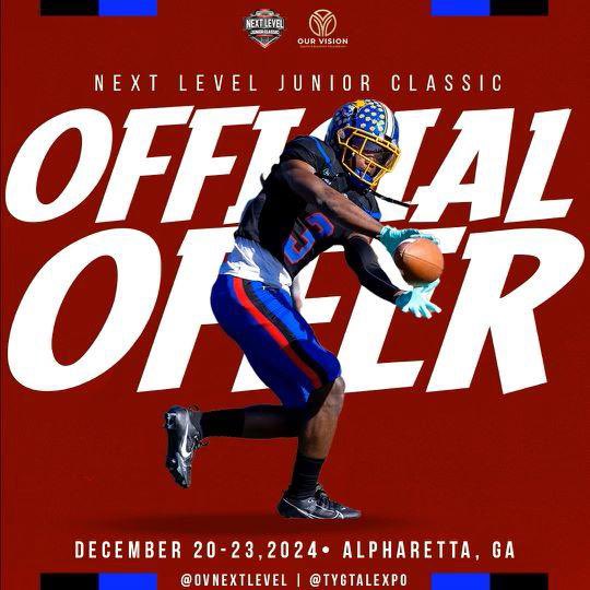 Huge thanks to Coach D Wise I am very grateful for this offer to compete in the Next Level Junior Classic! I pray I will be able to attend and showcase my skills. Once again thanks coach! @coach_dwise @ALAFootball @CoachDouglas23 @MaxPreps @coachwilliebo @247recruiting #AGTG✝️